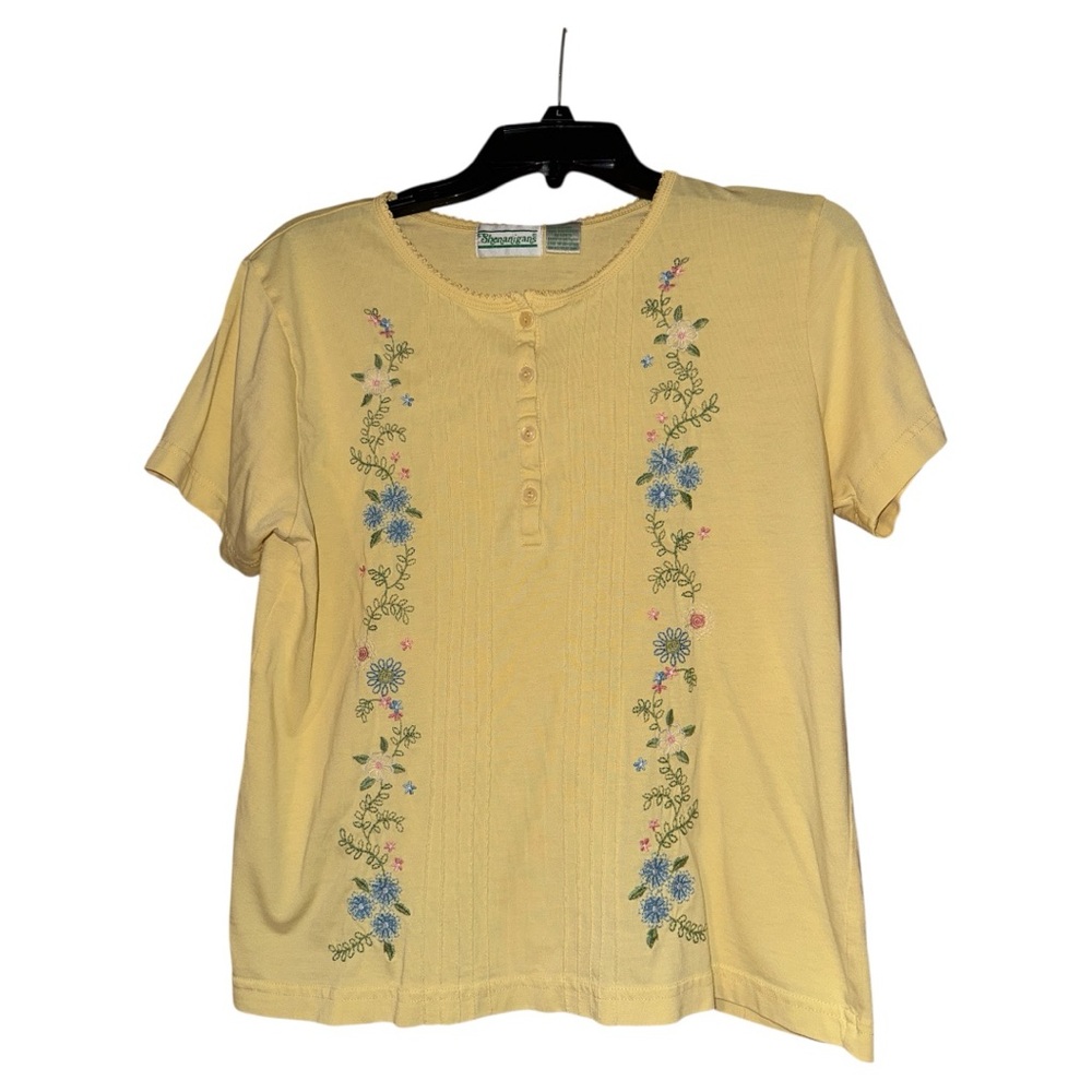 Shenanigans Vtg Women’s‎ Floral Embroidered Knit Top Blouse Medium Cottagecore